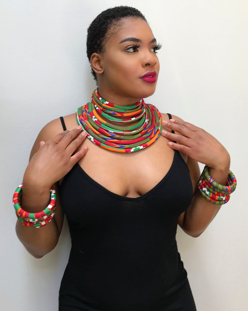 Neela Africa Print Choker necklace - Afrilege