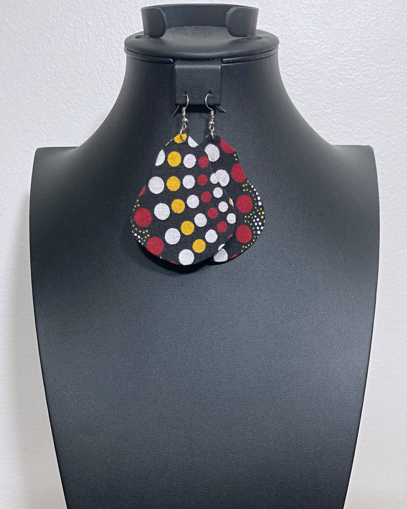 Black with Dots  African print drop earrings - Afrilege