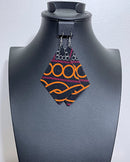 Burgundy Toghu African print drop earrings - Afrilege
