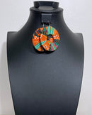 Orange Green  African print drop earrings - Afrilege