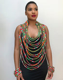Neela Print Multi-Strand Statement 15 lines necklace - Afrilege