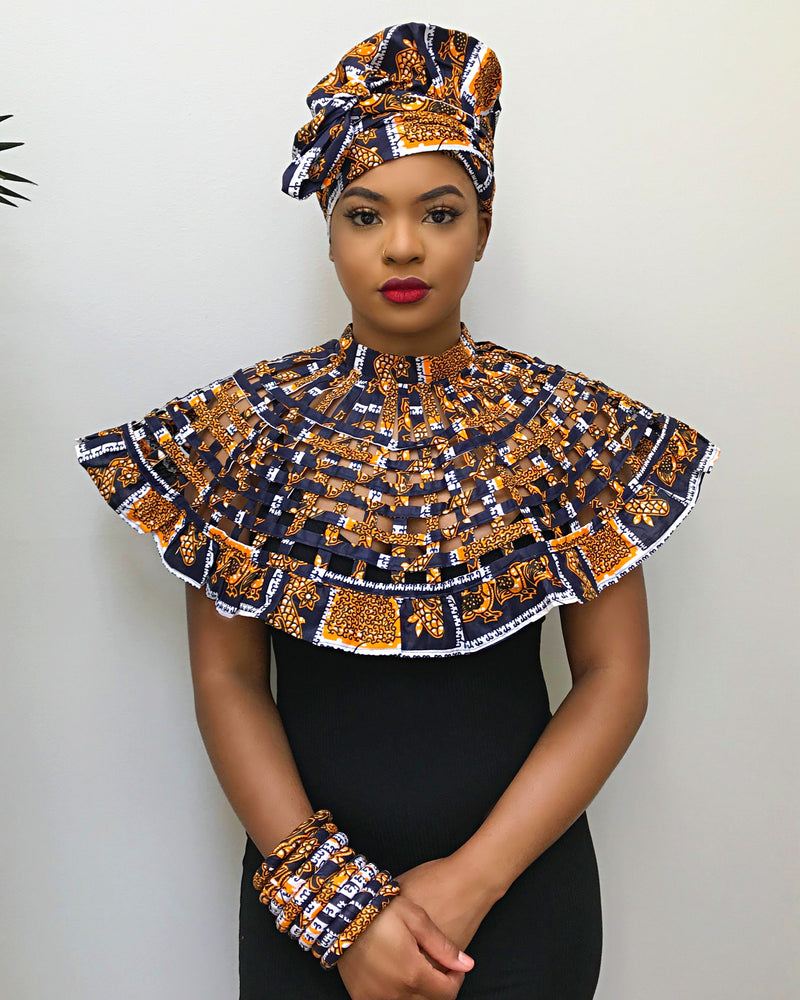 Lana African print web Shoulder Choker Necklace - Afrilege