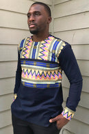 Makena Long Sleeves African Print Men Shirt - Afrilege