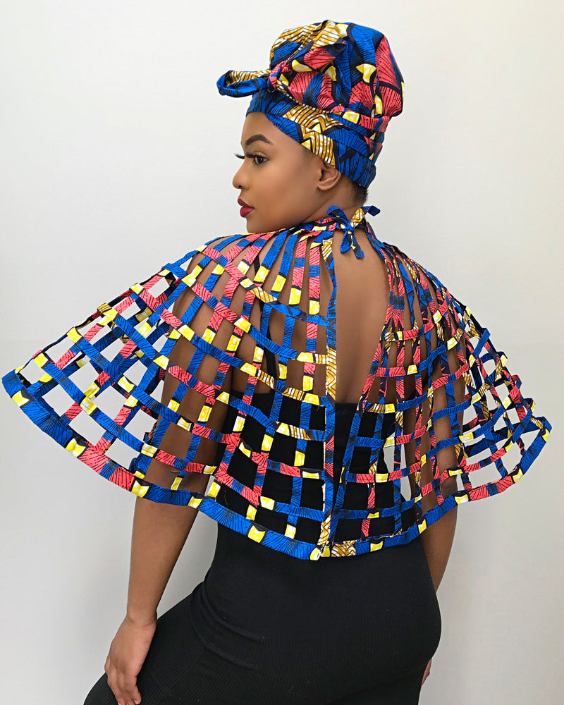 Kassi African print web Shoulder Choker Necklace - Afrilege
