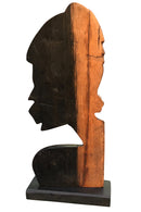 African Couple Head Ebony Wood Carved statue ( set of 2) - Afrilege