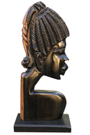 African Couple Head Ebony Wood Carved statue ( set of 2) - Afrilege
