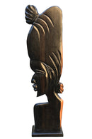African Couple Head Ebony Wood Carved statue ( set of 2) - Afrilege