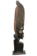 African Couple Head Ebony Wood Carved statue ( set of 2) - Afrilege