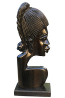 African Couple Head Ebony Wood Carved statue ( set of 2) - Afrilege