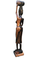 Ebony wood Hand Carving African woman statue Figurine - Afrilege