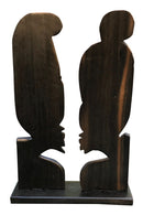 African Couple Head Ebony Wood Carved statue - Afrilege