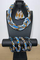 Nasha Bamileke African Print Knot Jewelry Set ( Necklace -Bracelets- earrings) - Afrilege
