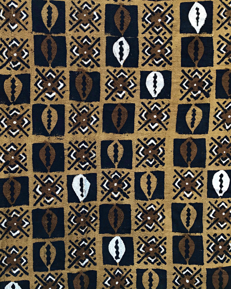 Adinkra and Cowry symbols African Mudcloth Fabric from Mali - Afrilege