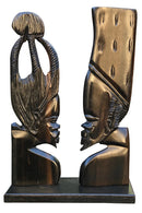 African Couple Head Ebony Wood Carved statue ( set of 2) - Afrilege