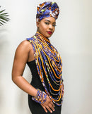 Mandisa Print Multi-Strand Statement 24 lines necklace - Afrilege