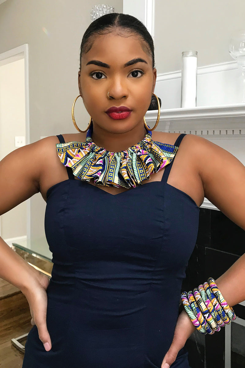 Makena African Print Skirt Jewelry Set ( Necklace - Bracelets - earrings) - Afrilege