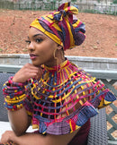 Arun African print web Shoulder Choker Necklace - Afrilege