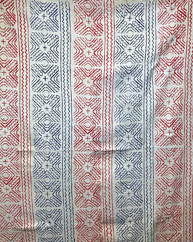Blue & Red African Mudcloth Fabric from Mali - Afrilege