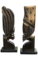 African Couple Ebony Wood Carved Sculpture statue ( set of 2) - Made in Cameroon - Afrilege