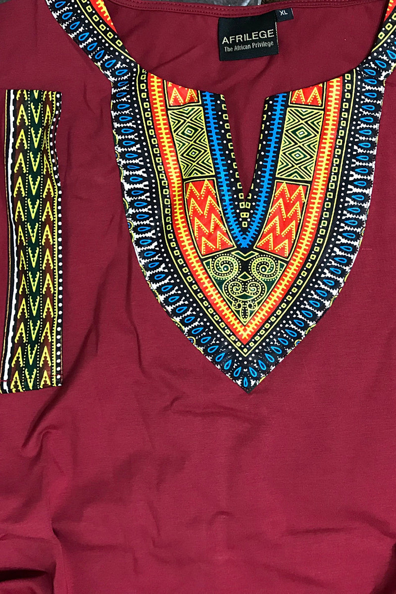 Maroon African Dashiki Men shirt - Afrilege