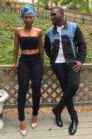 Ndop Men African Print Denim Jackets - Afrilege