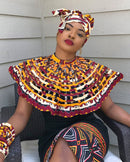 Chike African print web cape Shoulder Choker Necklace - Afrilege