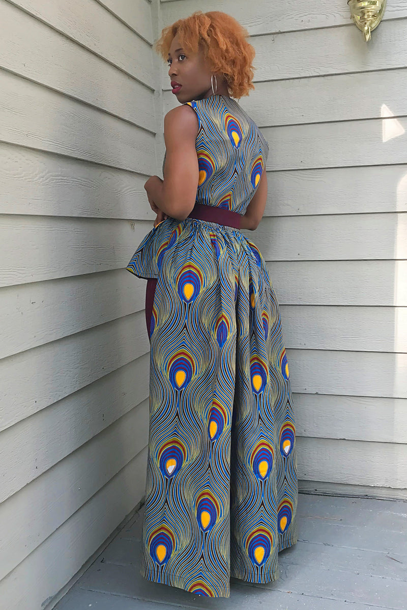 Peacock Print Crop Dress - Afrilege