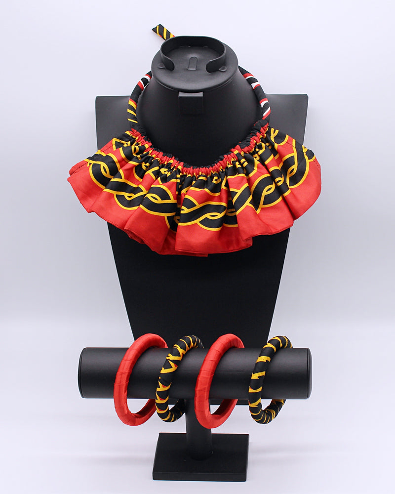 Toghu African Print skirt Jewelry Set ( Necklace - Bracelets) - Afrilege