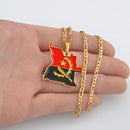Angola Flag Map Pendant Necklace - Afrilege