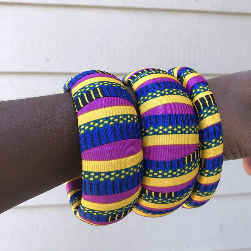 Adama African Print Bangle Bracelets - Afrilege