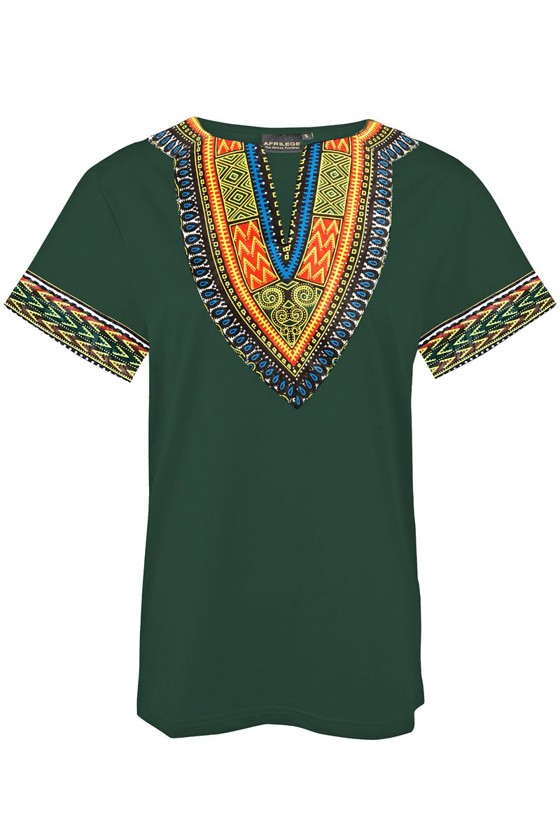 Green African Dashiki Men T-shirt - Afrilege