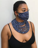 Navy Ndop Africa Print Choker necklace - Afrilege