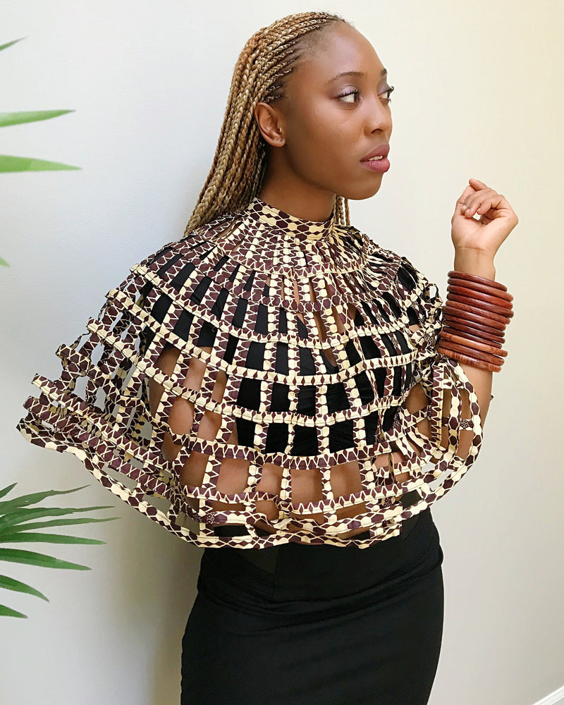 Aveye African print web cape Shoulder Choker Necklace - Afrilege
