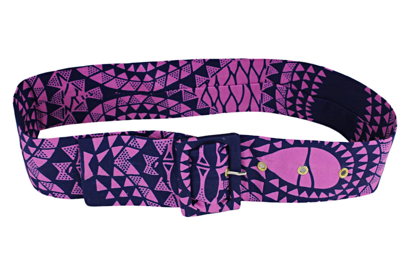 Ada African Print Waist Belt with buckle (Pink) - Afrilege
