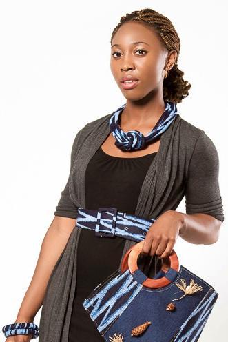 Bandjoun African Print Waist Belt with buckle (Navy & Grey) - Afrilege