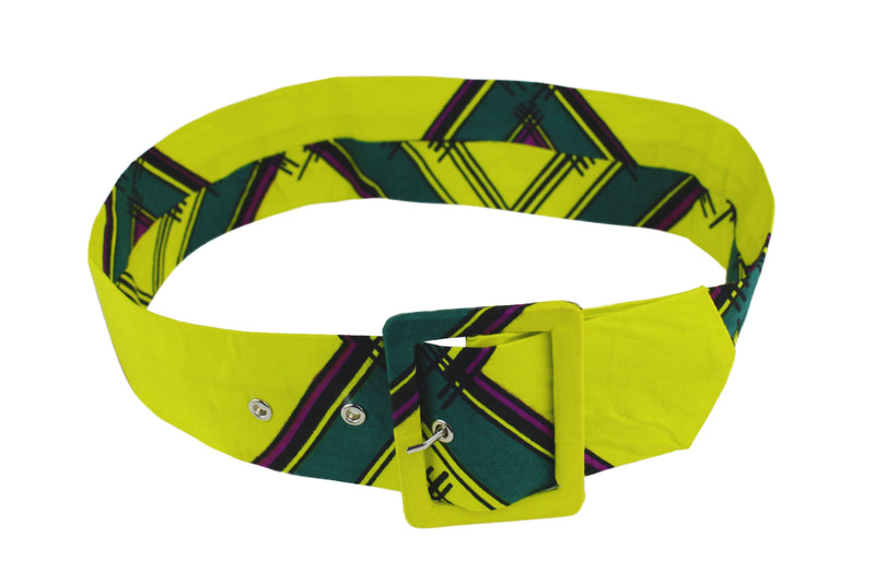 Simisola African Print Waist Belt with buckle (Yellow) - Afrilege