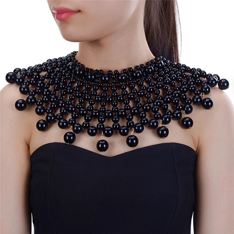 Egyptian Inspired Maxi Choker Bib Collar Necklace (Black) - Afrilege