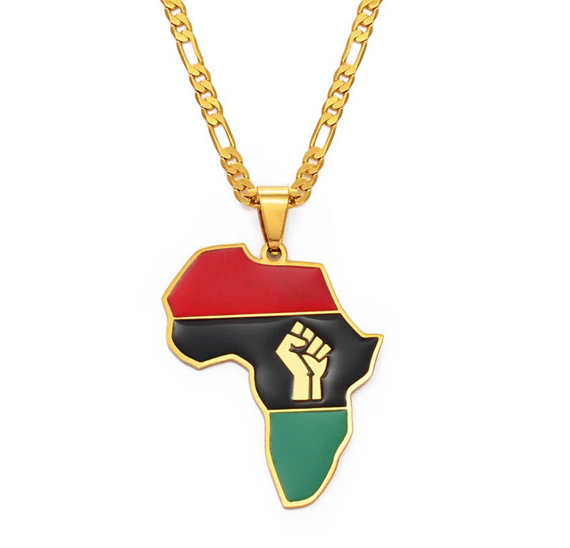 African-American Flag Africa map Pendant necklace - Afrilege