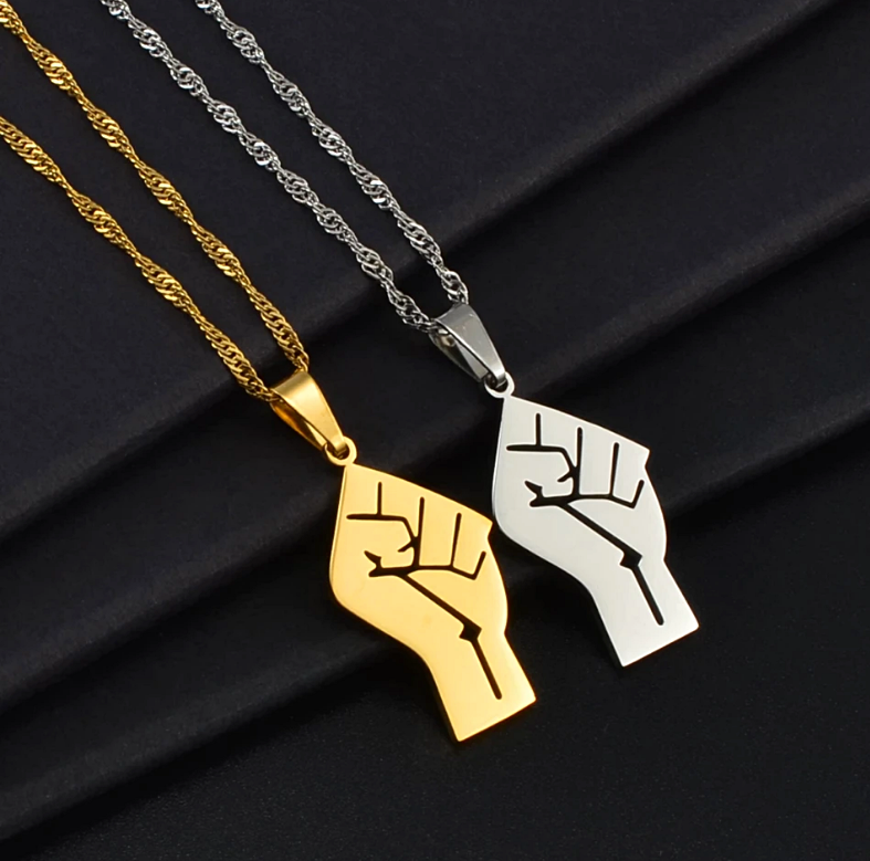 Black Lives Matter Raised Fist Pendant Necklace | Afrilege