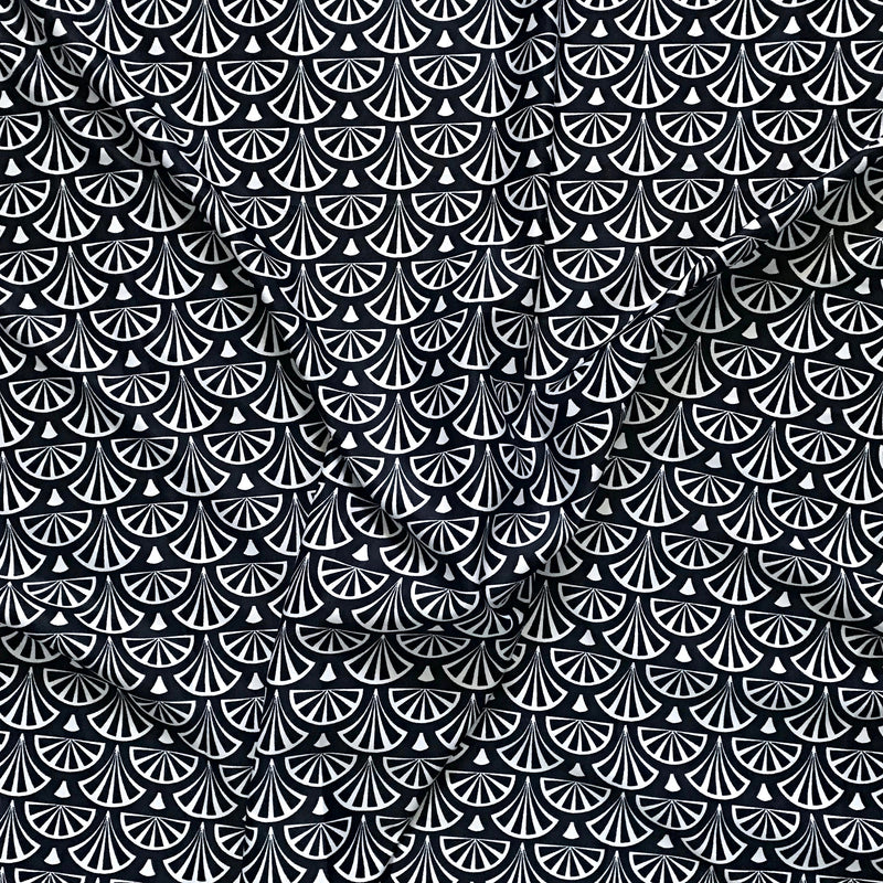 Black and White Satin Silk African print fabric ( Per Yard ) - Afrilege