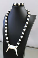 Black & Off-white Nigerian Wedding beads necklace - Afrilege