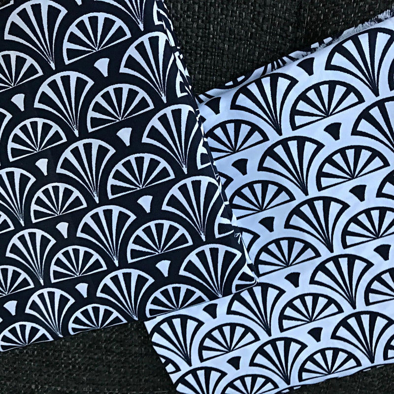 Black and White Satin Silk African print fabric ( Per Yard ) - Afrilege