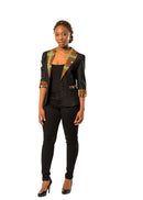 Hadja Women Workwear African Print Blazer - Black / Red - Afrilege