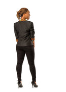 Hadja Women Workwear African Print Blazer - Black / Red - Afrilege