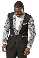 Zane Black and White Men's African Print Blazer (Blazer & pant) - Afrilege