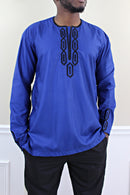 Haija African men wear 2-pieces - Blue & Black - Afrilege