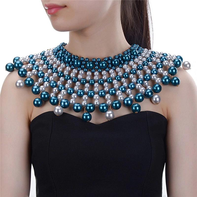 Egyptian Inspired Maxi Choker Necklace (Blue) - Afrilege