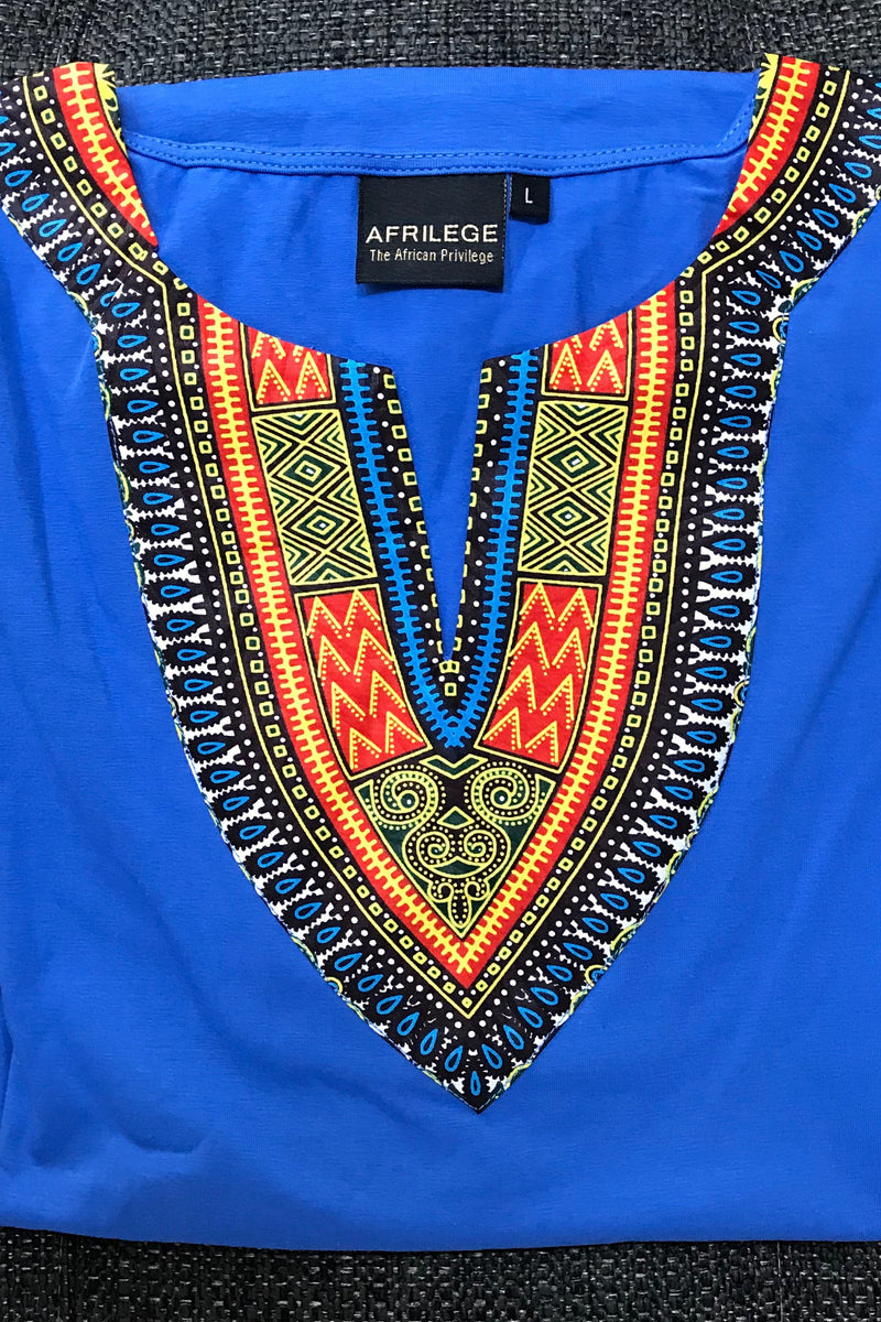 Blue African Dashiki Men T-shirt - Afrilege
