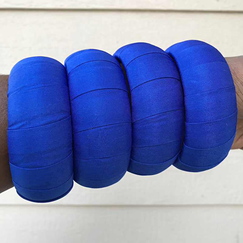 Blue Large Ankara Bangles Bracelets - Afrilege