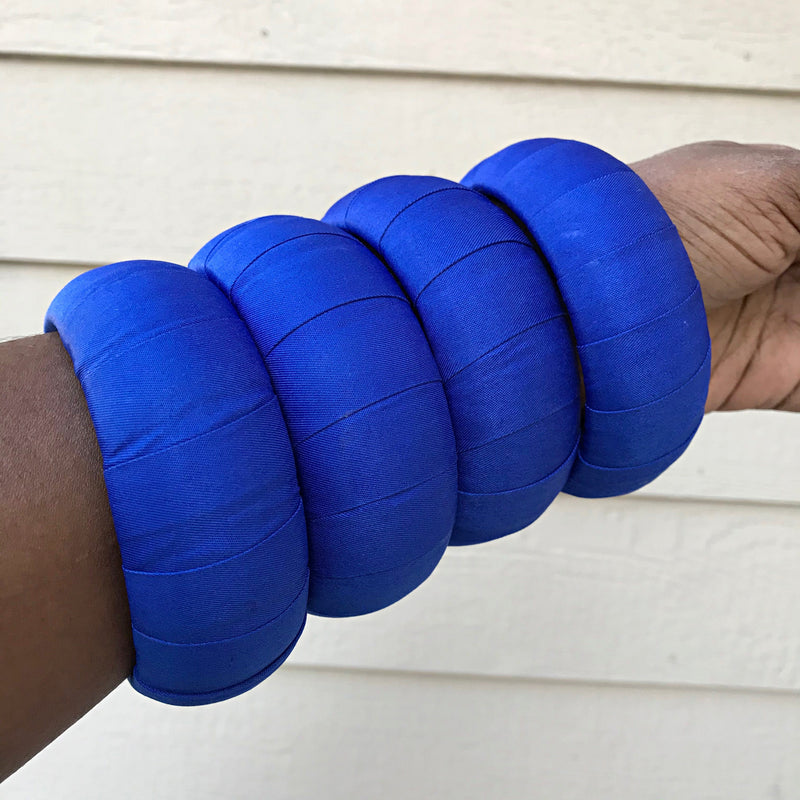 Blue African Print Bangle Bracelets - Afrilege